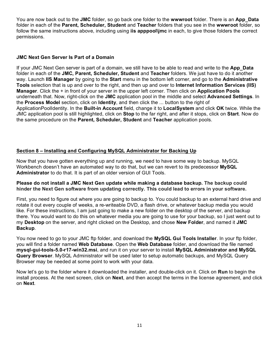 JMC Next-Gen Web Server Install User Manual | Page 11 / 19