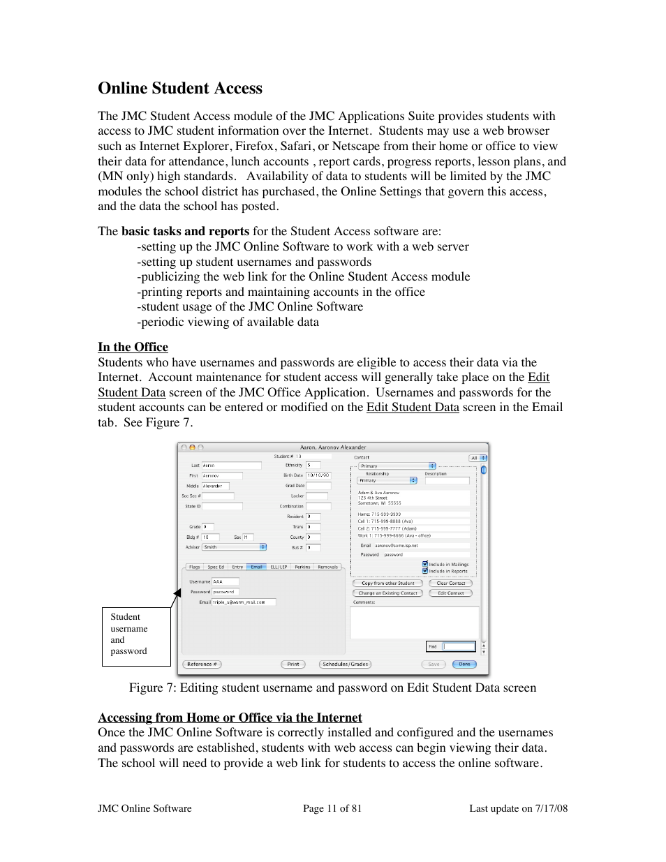 Online student access | JMC Installing Online Software User Manual | Page 11 / 81