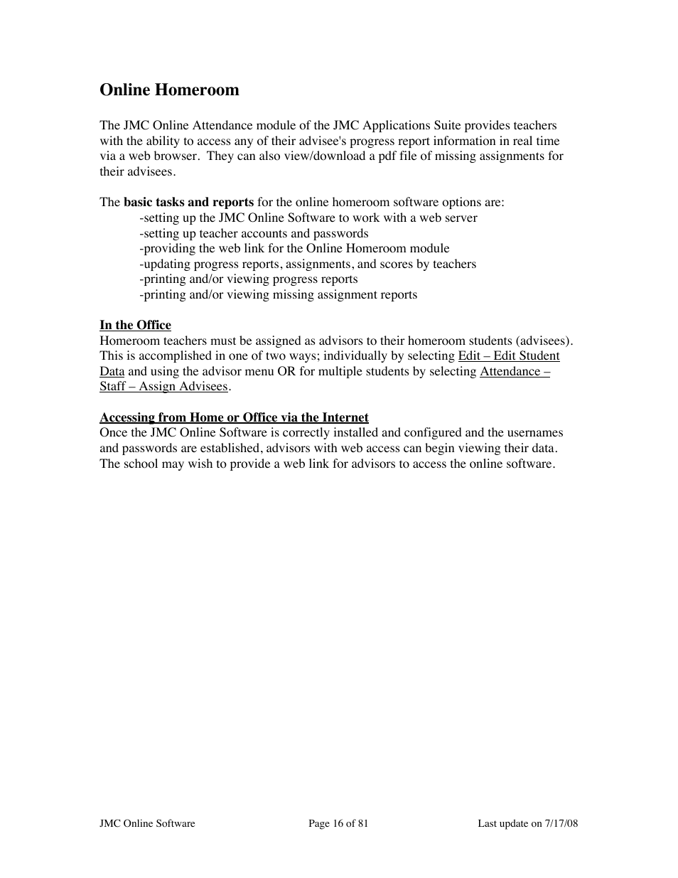 Online homeroom | JMC Installing Online Software User Manual | Page 16 / 81