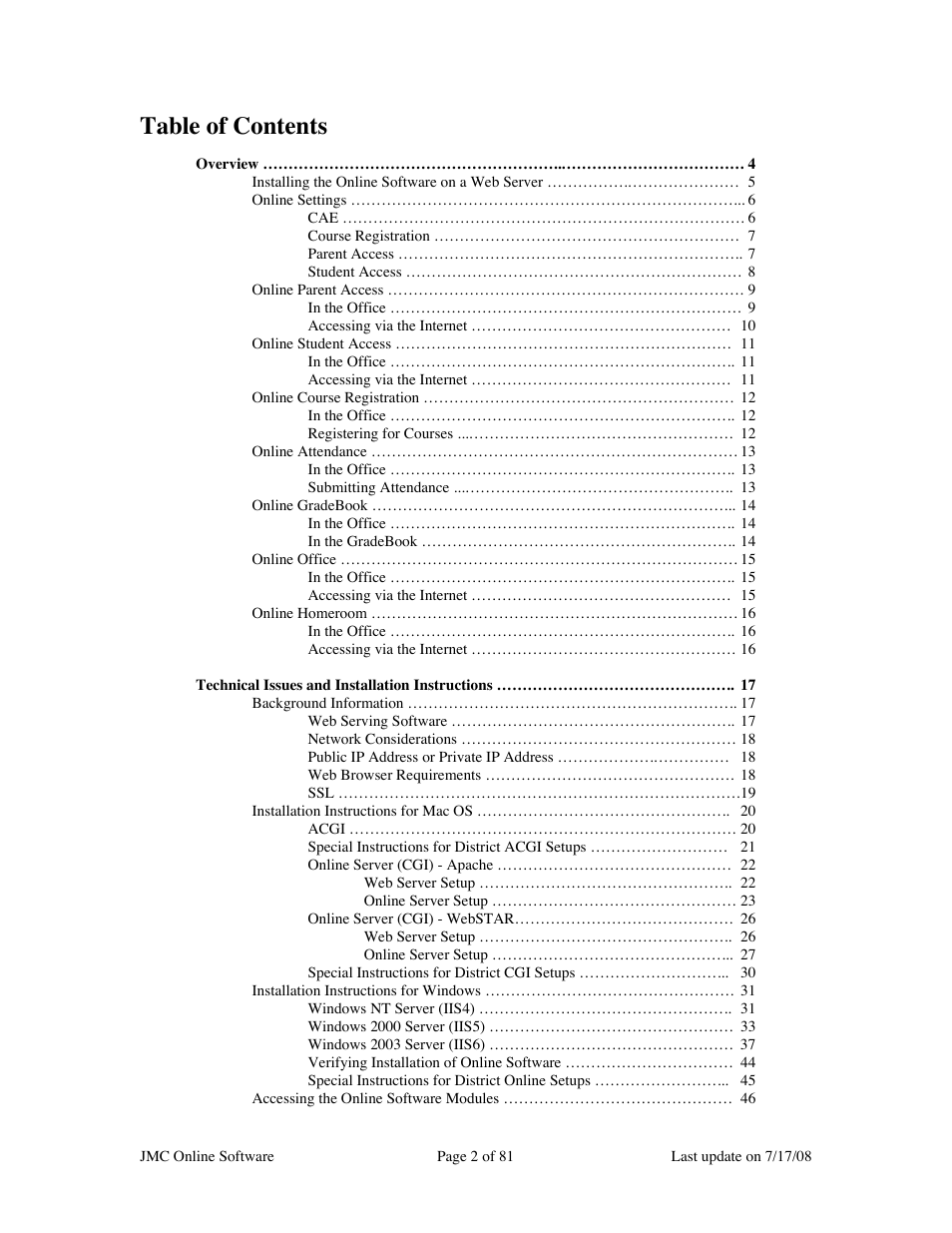 JMC Installing Online Software User Manual | Page 2 / 81