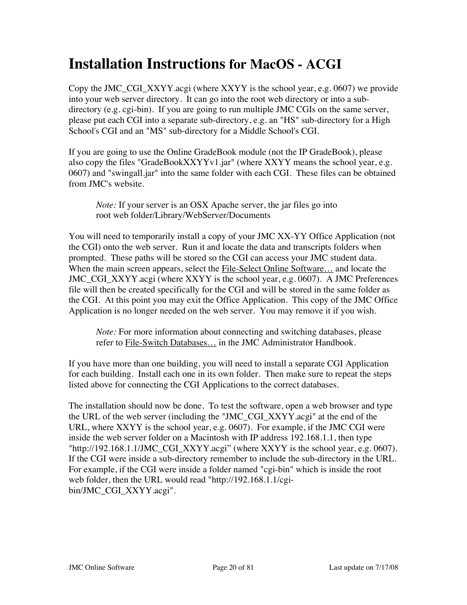 Installation instructions, For macos - acgi | JMC Installing Online Software User Manual | Page 20 / 81