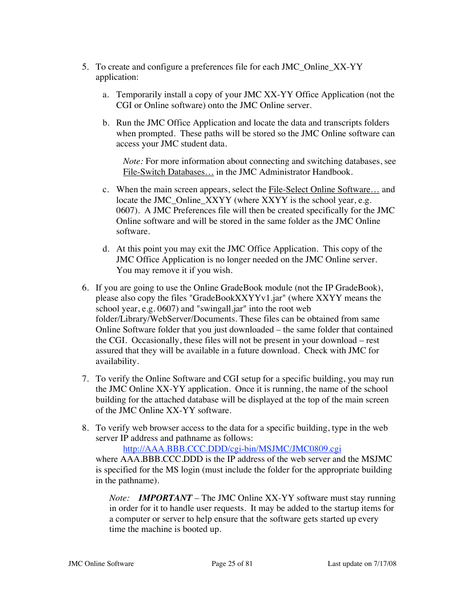 JMC Installing Online Software User Manual | Page 25 / 81