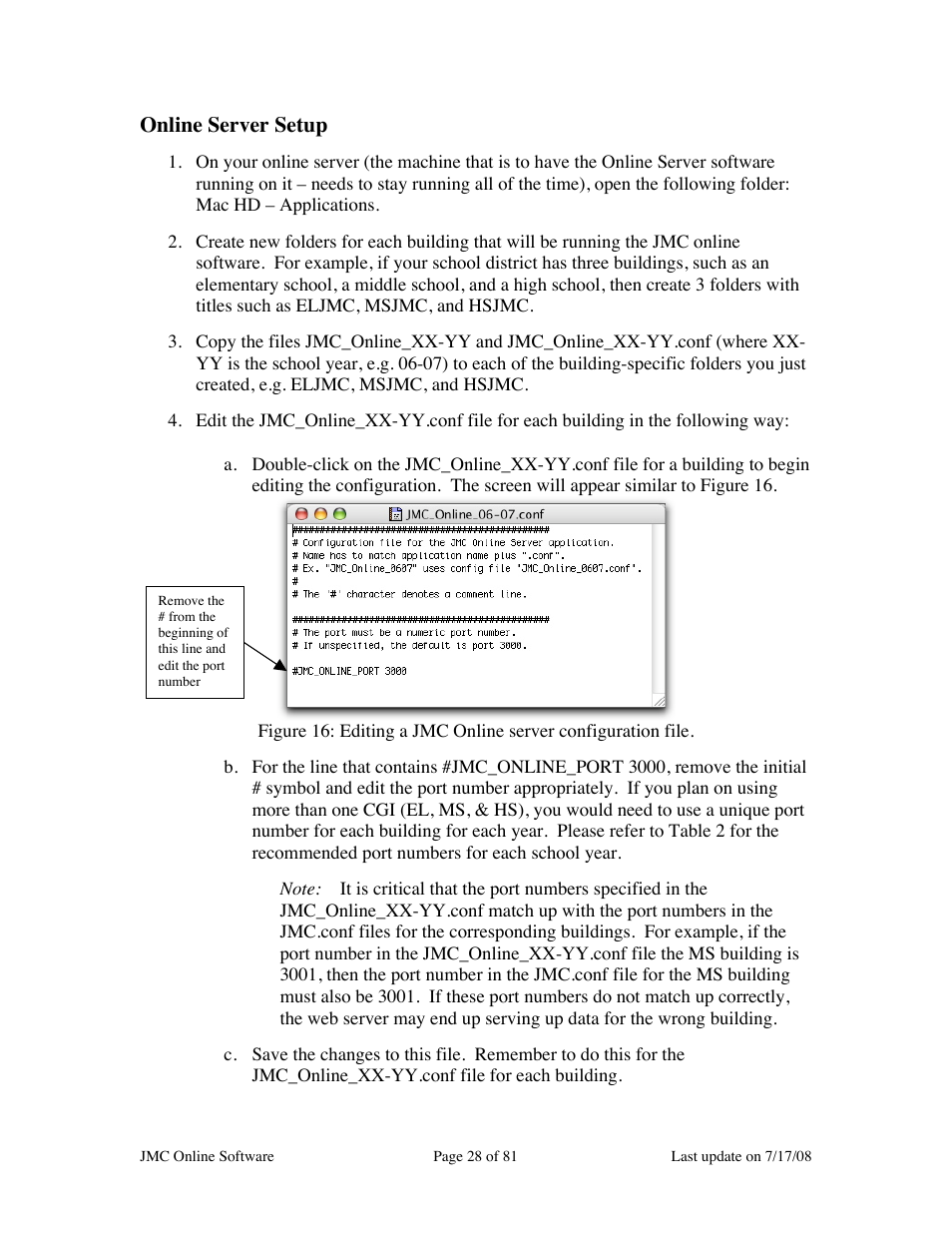 Online server setup | JMC Installing Online Software User Manual | Page 28 / 81