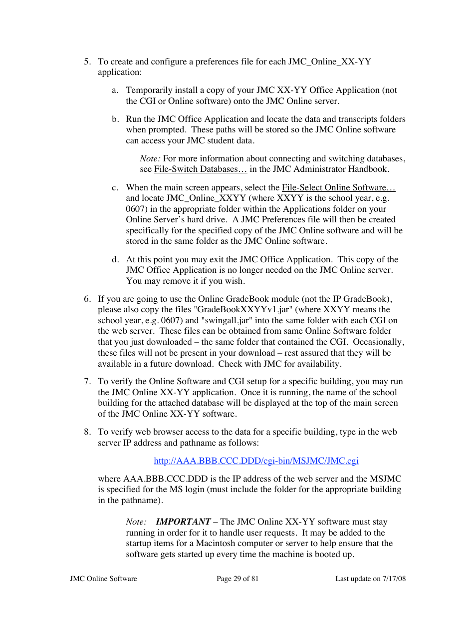 JMC Installing Online Software User Manual | Page 29 / 81