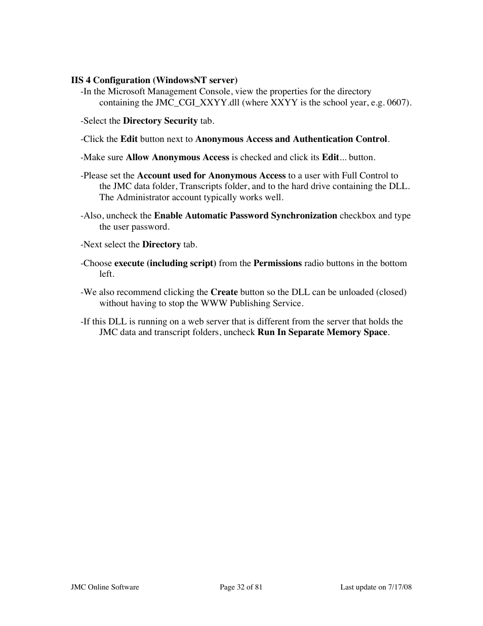 JMC Installing Online Software User Manual | Page 32 / 81