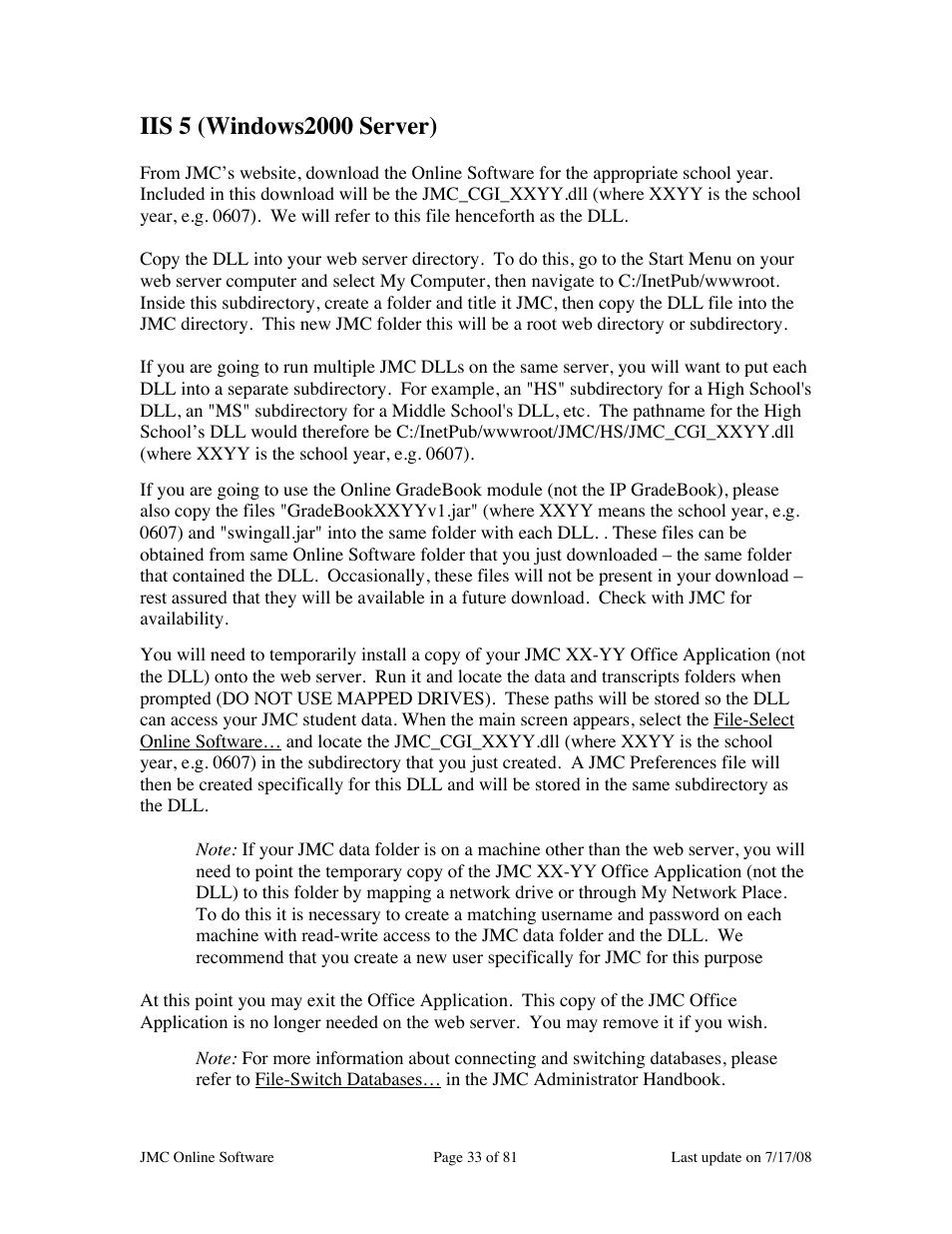 JMC Installing Online Software User Manual | Page 33 / 81