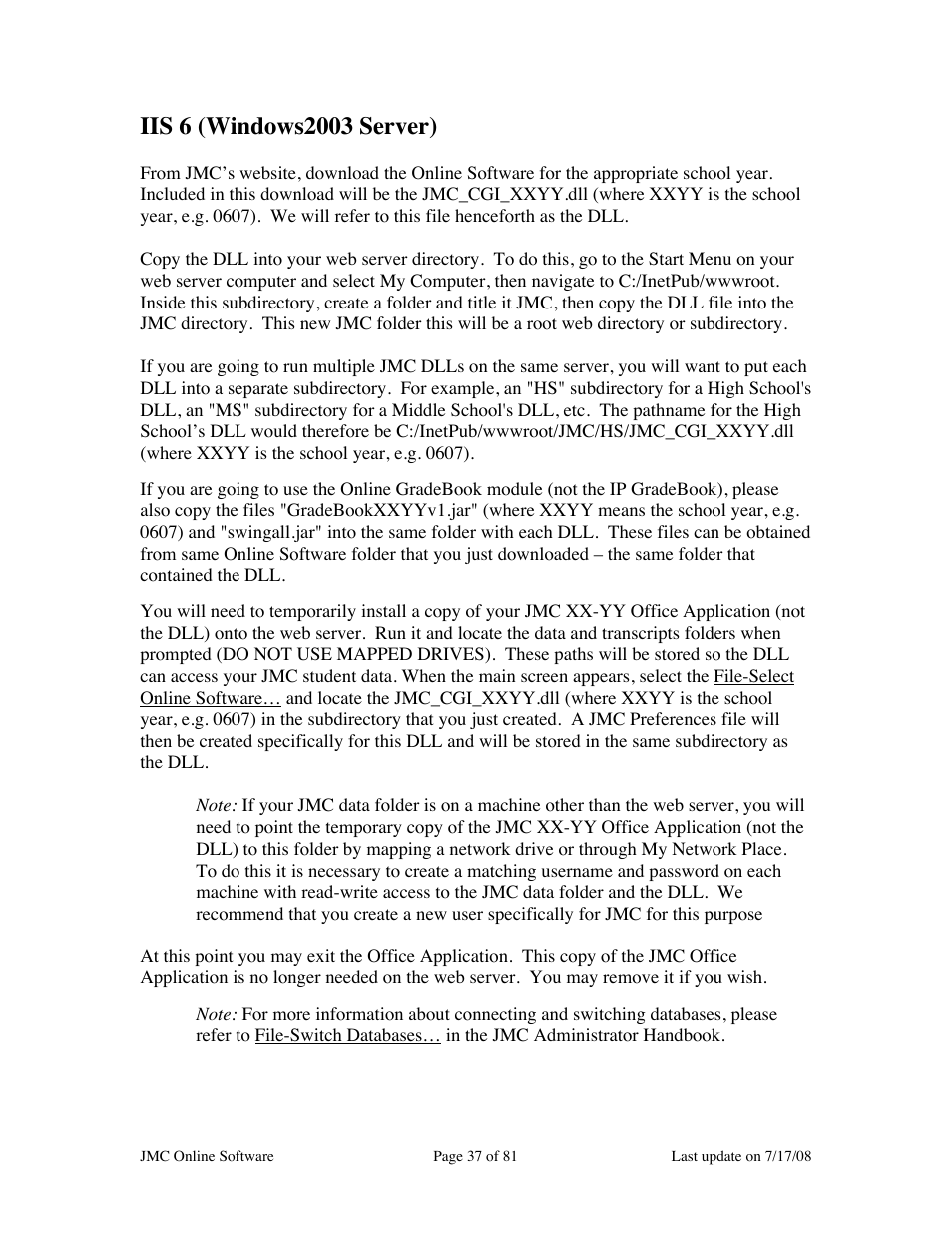 JMC Installing Online Software User Manual | Page 37 / 81