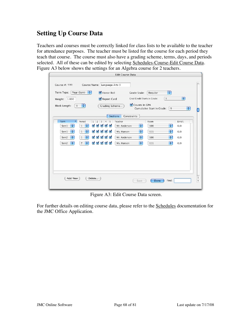 Setting up course data | JMC Installing Online Software User Manual | Page 68 / 81
