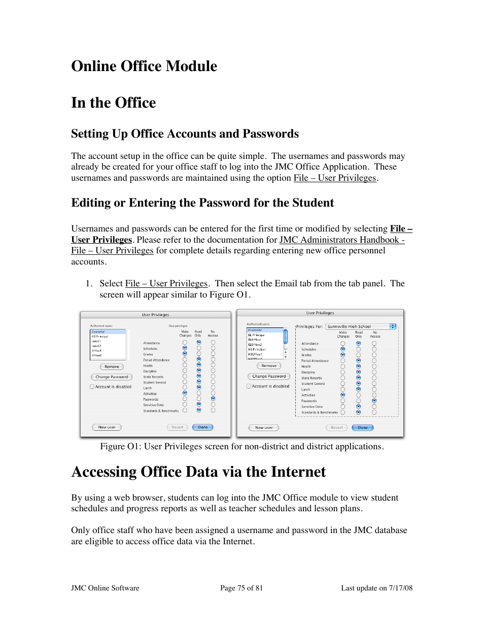 Online office module in the office, Accessing office data via the internet | JMC Installing Online Software User Manual | Page 75 / 81