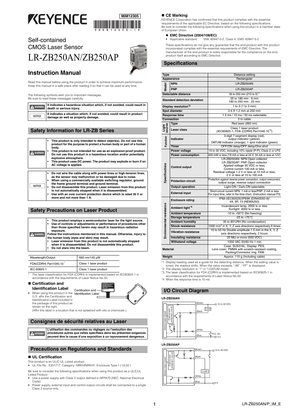 KEYENCE LR-ZB250AN/AP User Manual | 4 pages