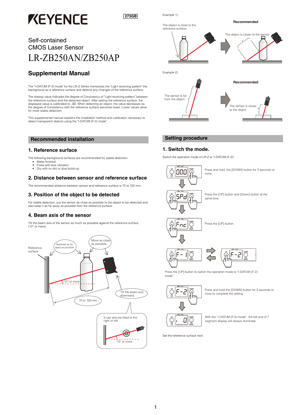 KEYENCE LR-ZB250AN/P User Manual | 3 pages