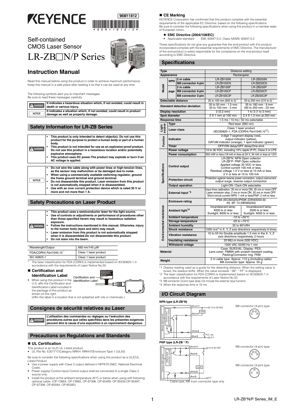 KEYENCE LR-ZBxN/P Series User Manual | 3 pages