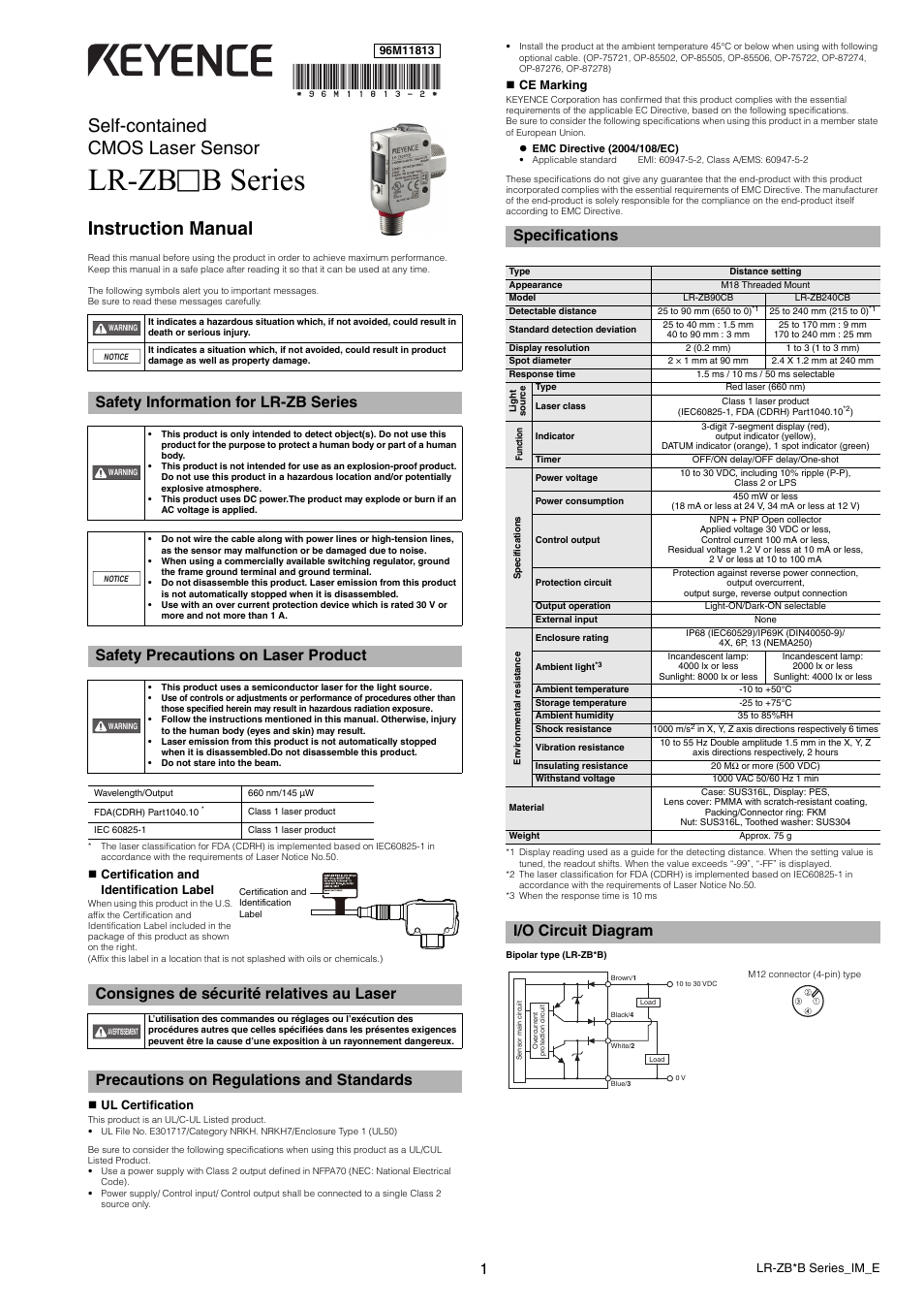 KEYENCE LR-ZBxxB User Manual | 3 pages