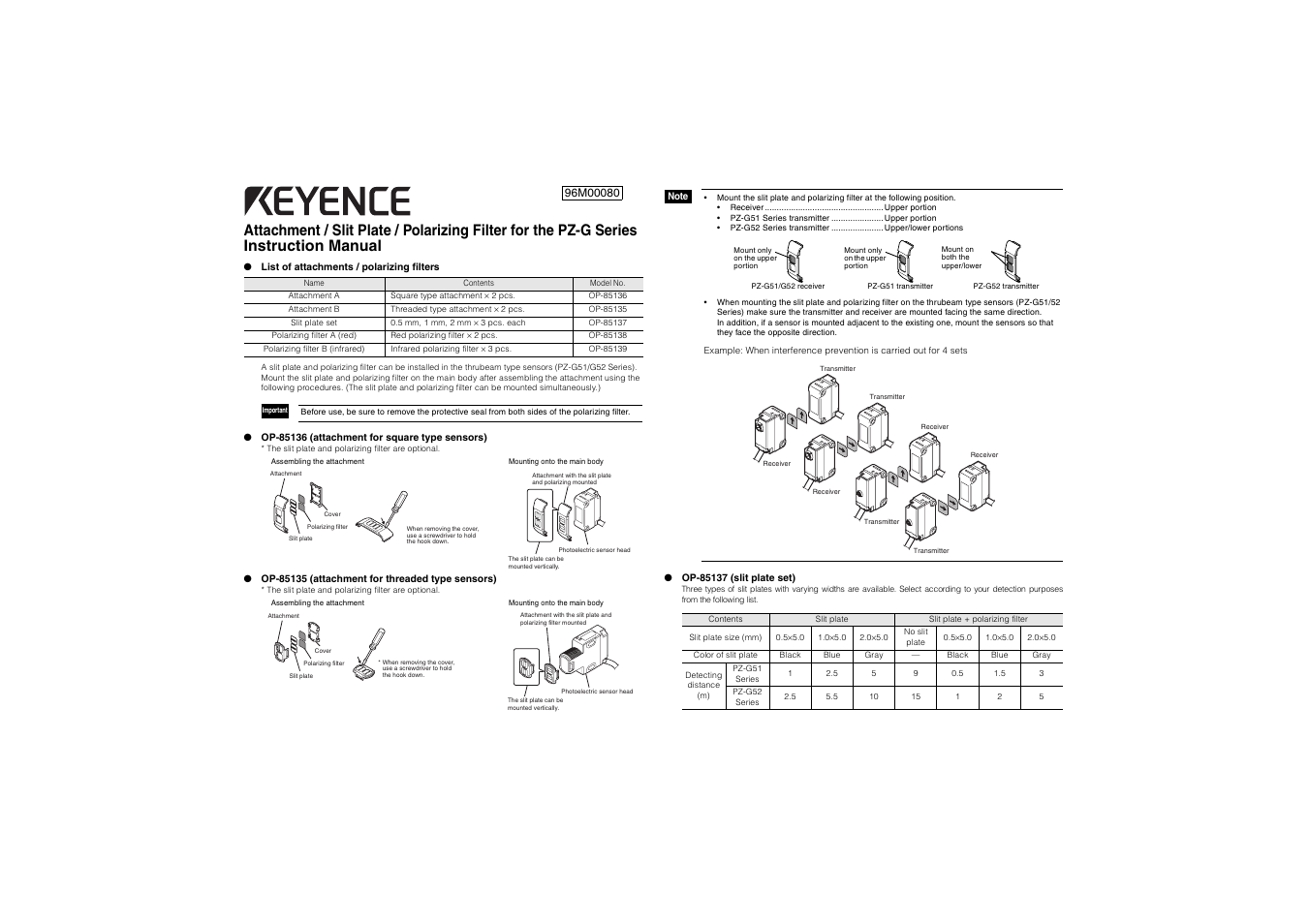 KEYENCE OP-85135 User Manual | 1 page