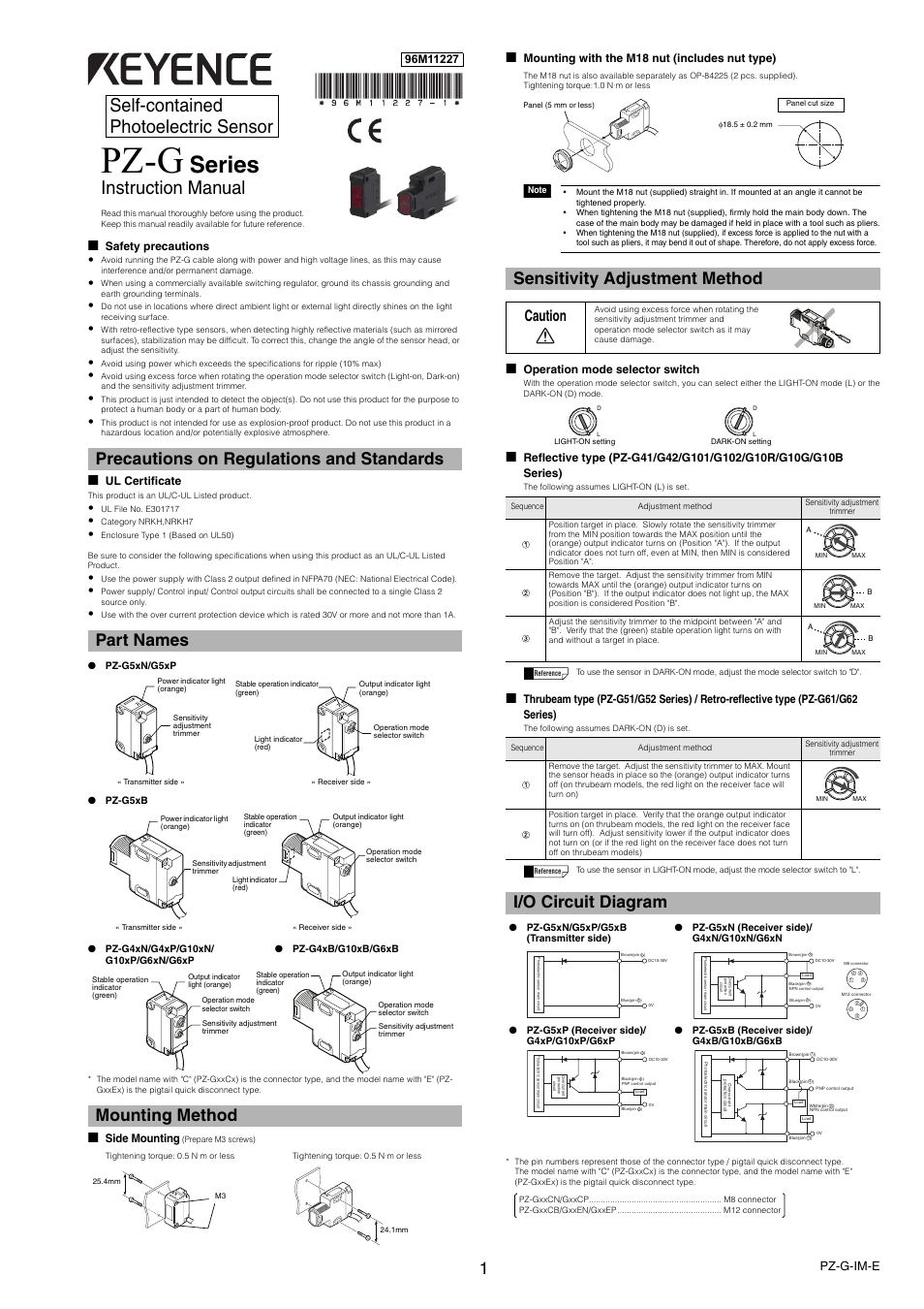 KEYENCE PZ-G Series User Manual | 2 pages