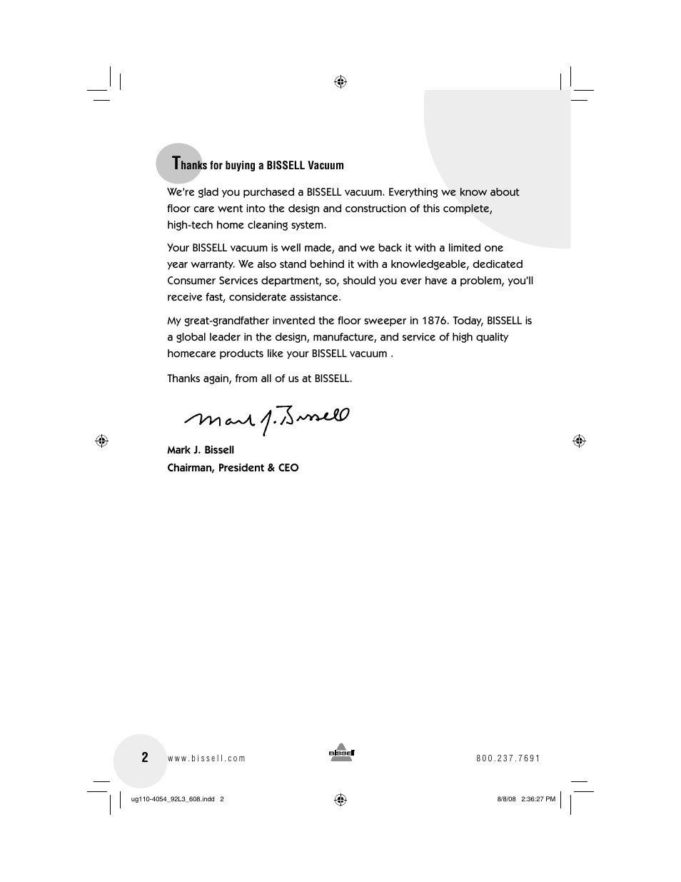 Bissell 92L3 User Manual | Page 2 / 20
