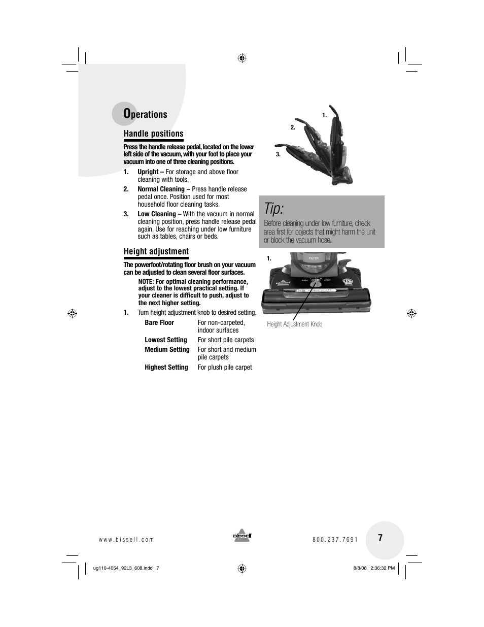 Perations 7 | Bissell 92L3 User Manual | Page 7 / 20