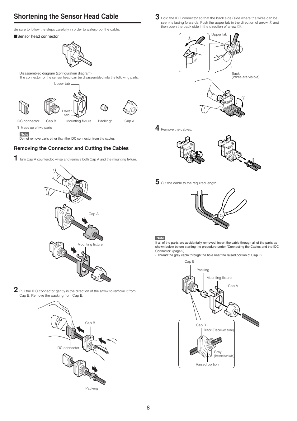 Shortening the sensor head cable | KEYENCE PX-10 User Manual | Page 8 / 10