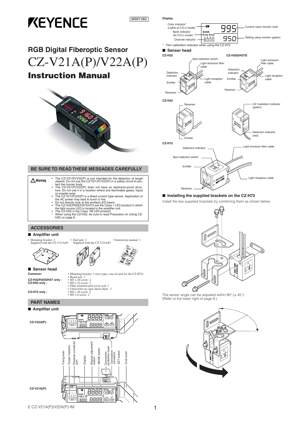 KEYENCE CZ-V22A(P) User Manual | 10 pages