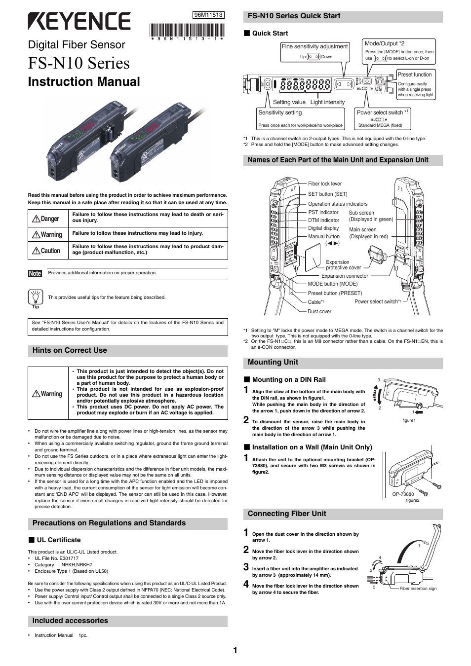 KEYENCE FS-N10 Series User Manual | 6 pages