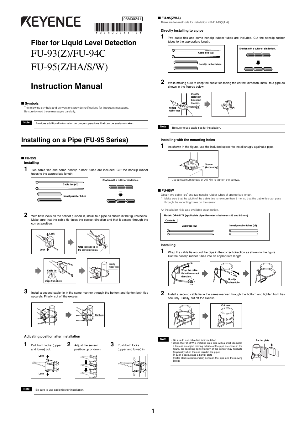 KEYENCE FU-95(HZ) User Manual | 2 pages