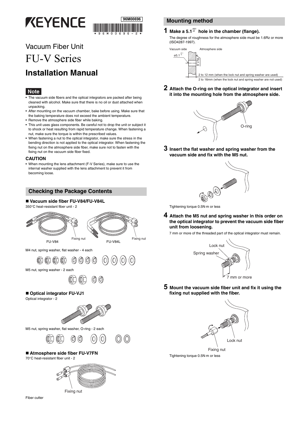 KEYENCE FU-V Series User Manual | 2 pages