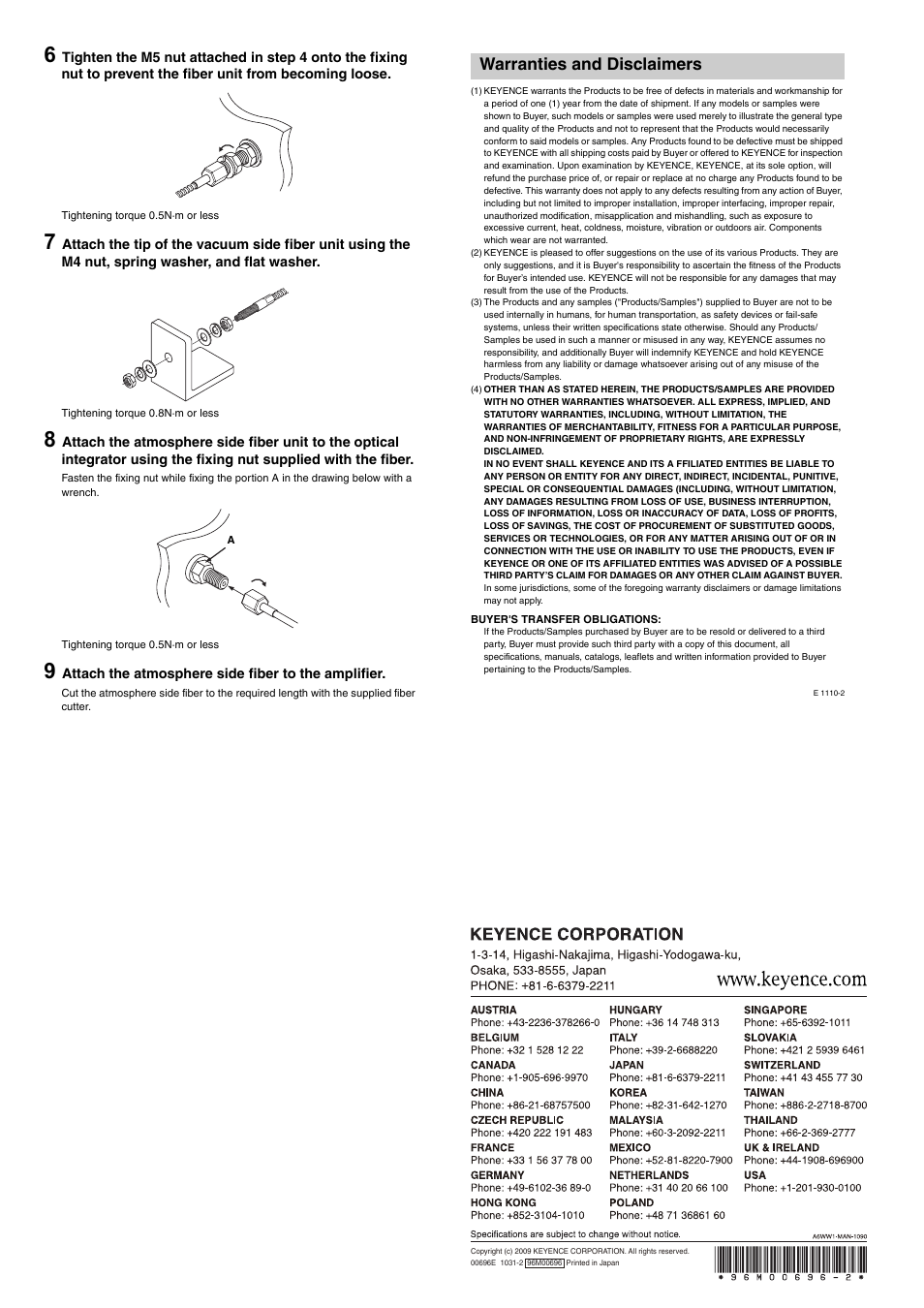 Warranties and disclaimers | KEYENCE FU-V Series User Manual | Page 2 / 2