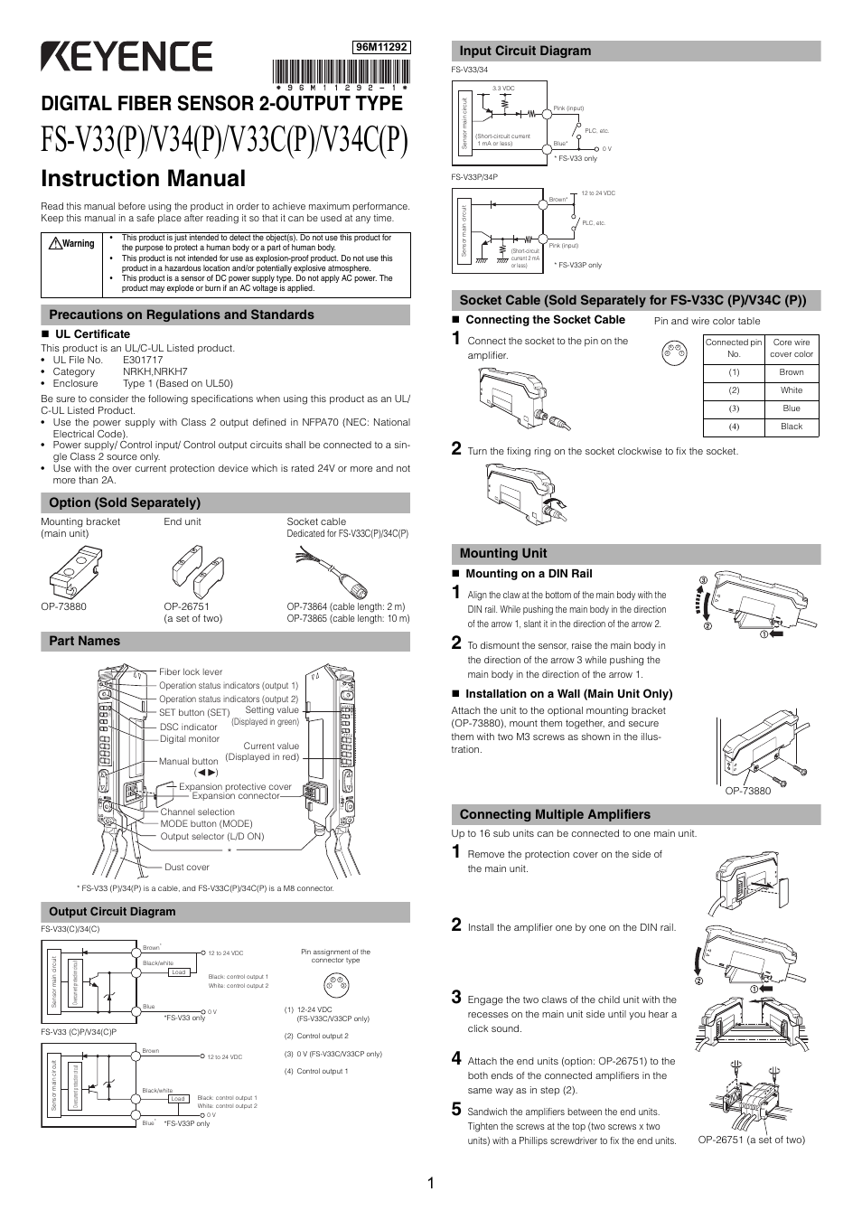 KEYENCE FS-V34C(P) User Manual | 8 pages