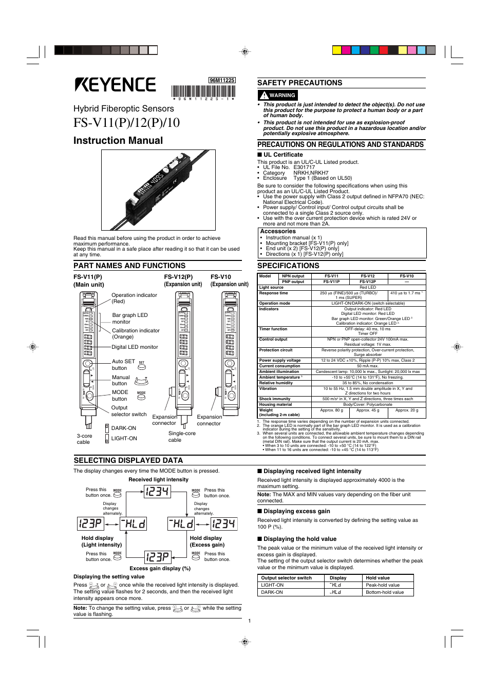 KEYENCE FS-10 User Manual | 4 pages