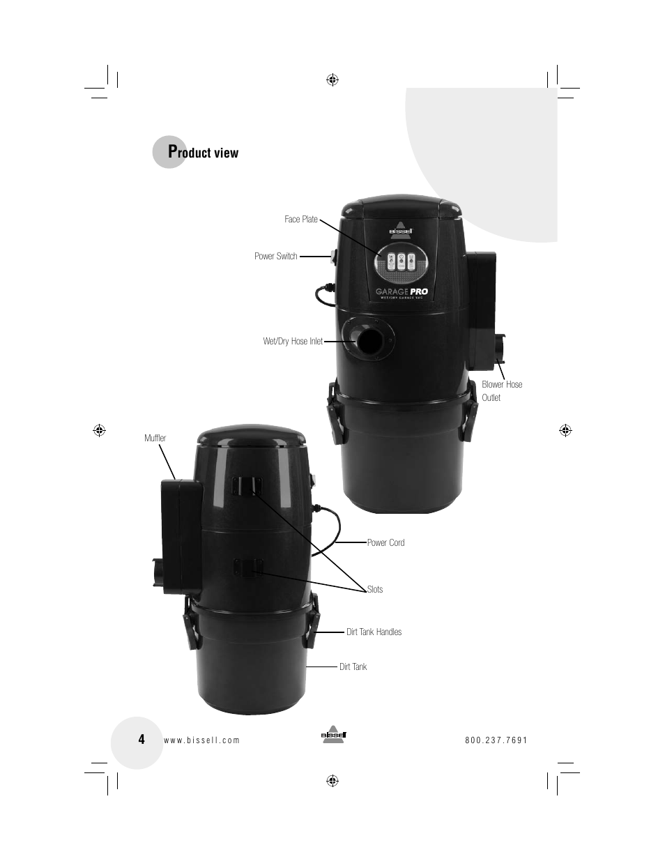 Roduct view | Bissell 18P0 User Manual | Page 4 / 16