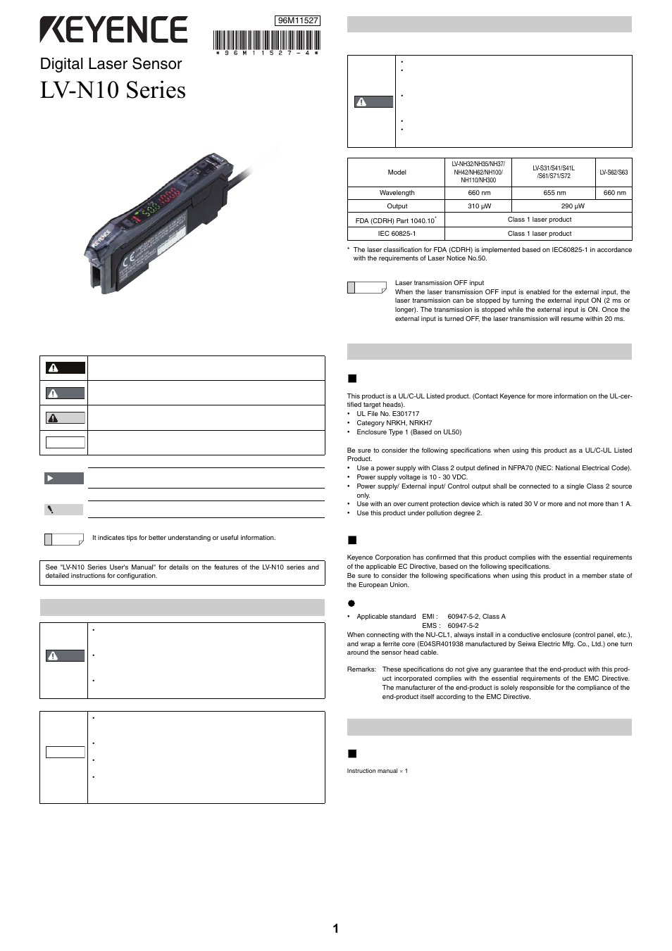 KEYENCE LV-N10 Series User Manual | 12 pages