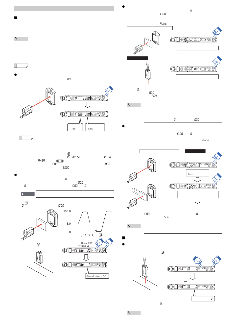 Simple setup functions, Preset function, Target-preset function | Maximum sensitivity preset function, Full auto preset function, Set current value to "0, Zero shift function, Settings complete | KEYENCE LV-N10 Series User Manual | Page 6 / 12