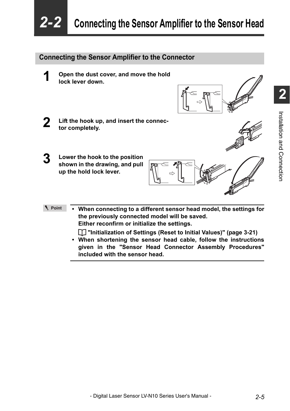 Connecting the sensor amplifier to the sensor head, Connecting the sensor amplifier to the connector | KEYENCE LV-N10 Series User Manual | Page 19 / 112