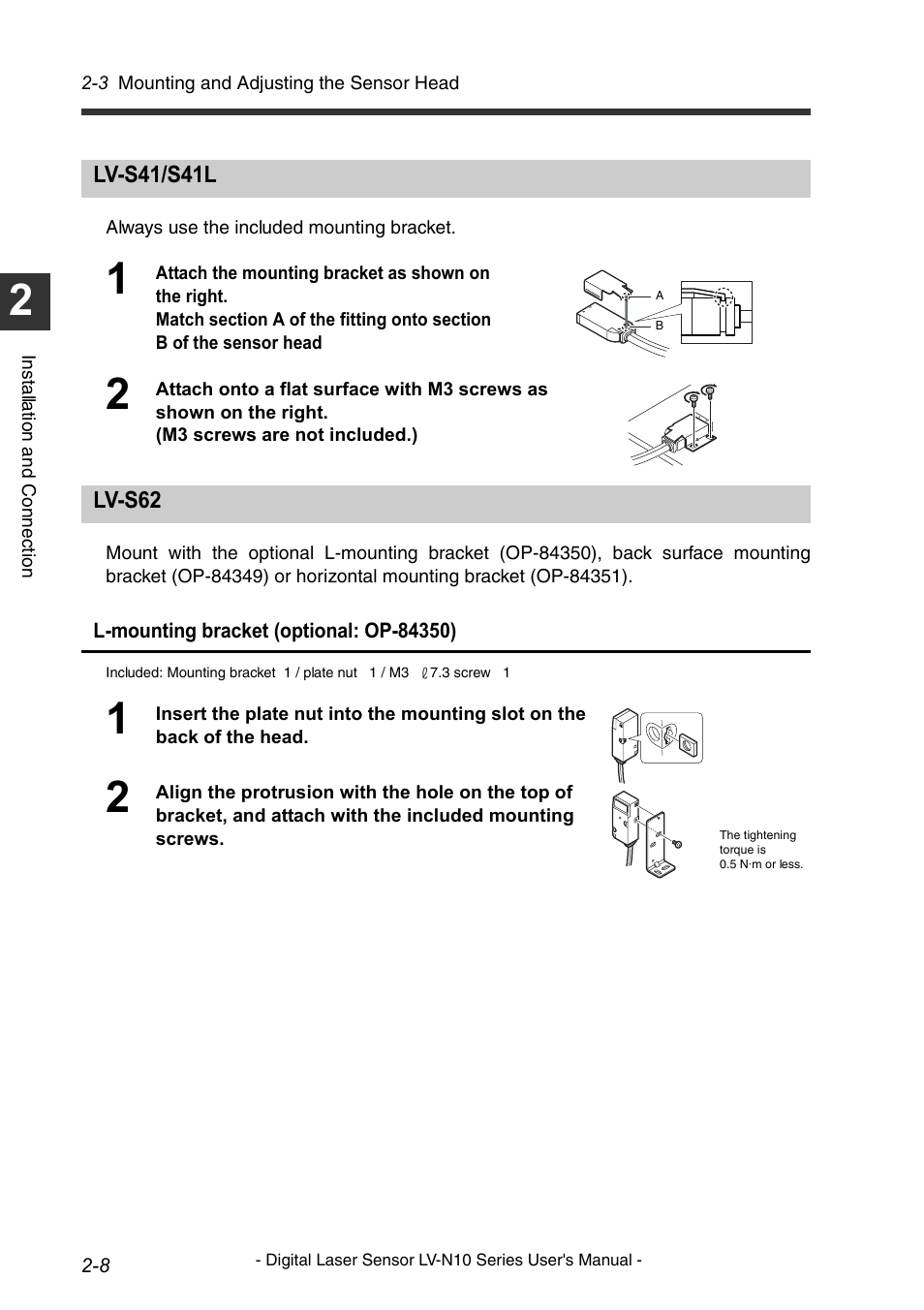 Lv-s41/s41l, Lv-s62, Lv-s41/s41l -8 lv-s62 -8 | KEYENCE LV-N10 Series User Manual | Page 22 / 112