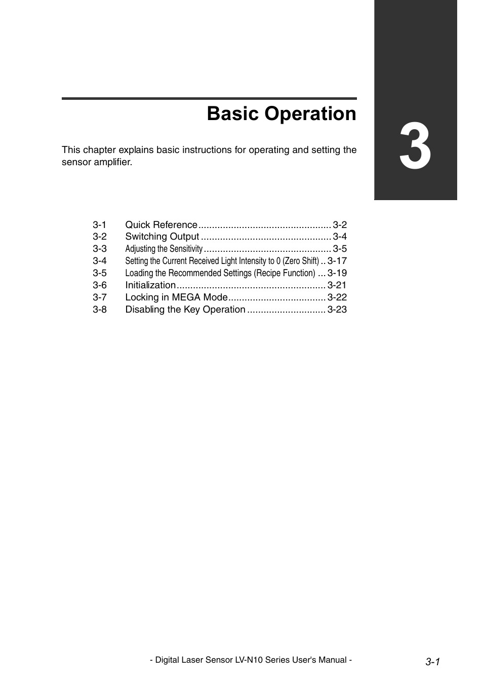 Basic operation, Chapter 3 basic operation | KEYENCE LV-N10 Series User Manual | Page 25 / 112