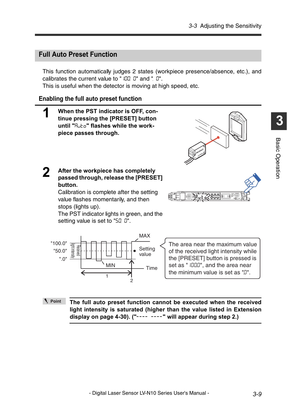 Full auto preset function, Full auto preset function -9 | KEYENCE LV-N10 Series User Manual | Page 33 / 112