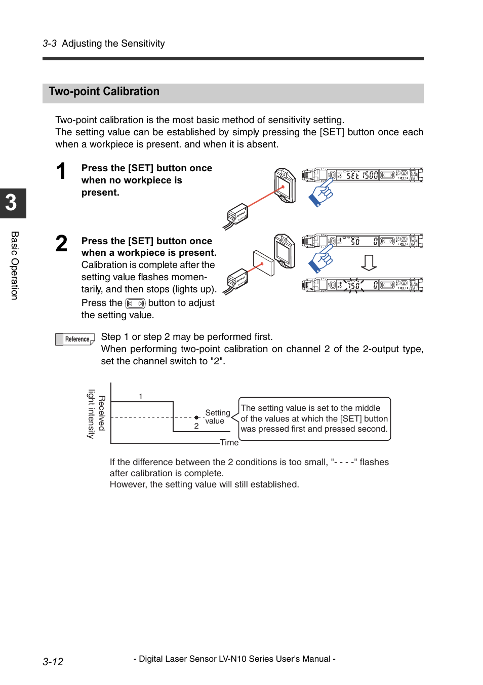 Two-point calibration, Two-point calibration -12 | KEYENCE LV-N10 Series User Manual | Page 36 / 112