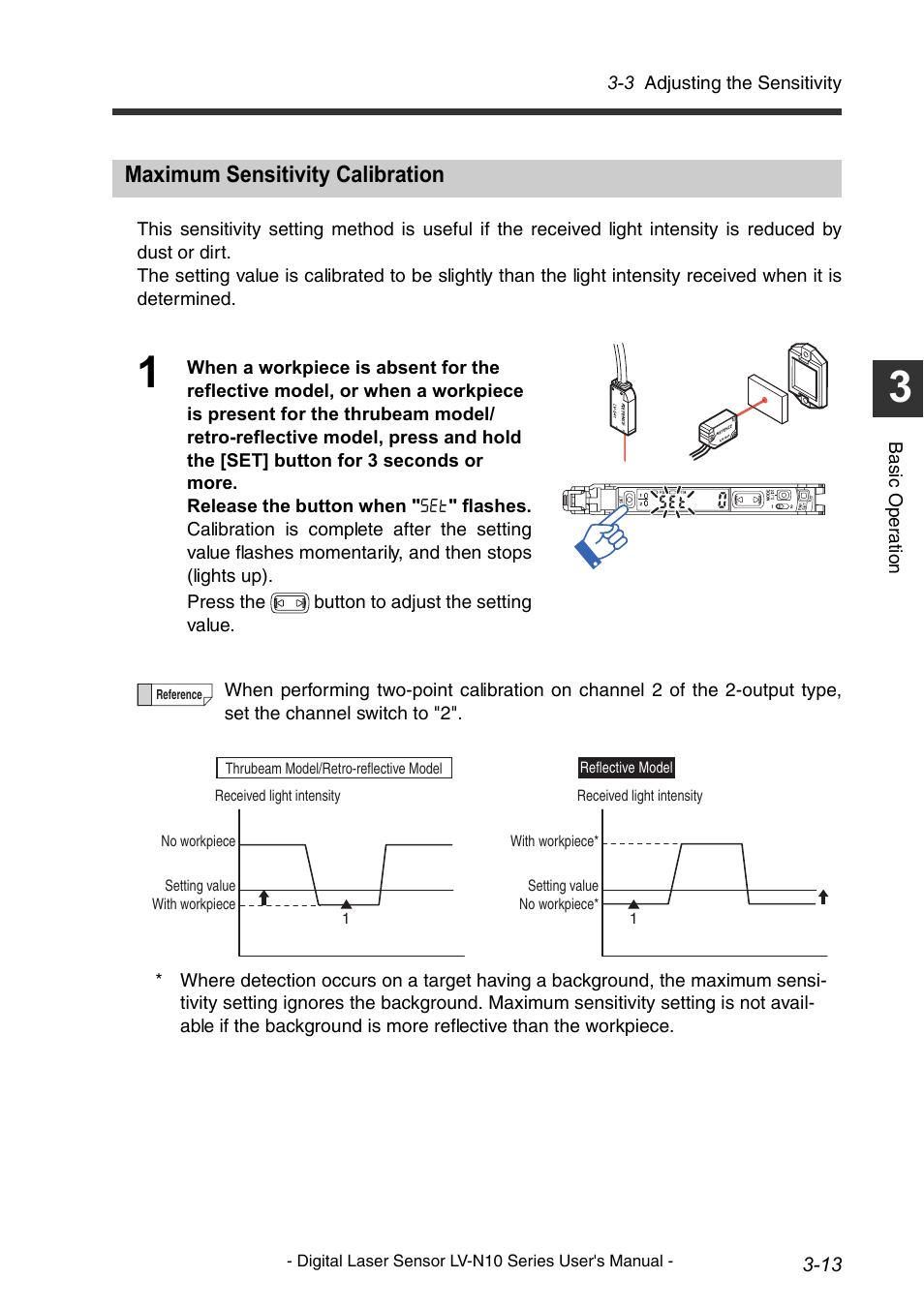 Maximum sensitivity calibration, Maximum sensitivity calibration -13 | KEYENCE LV-N10 Series User Manual | Page 37 / 112