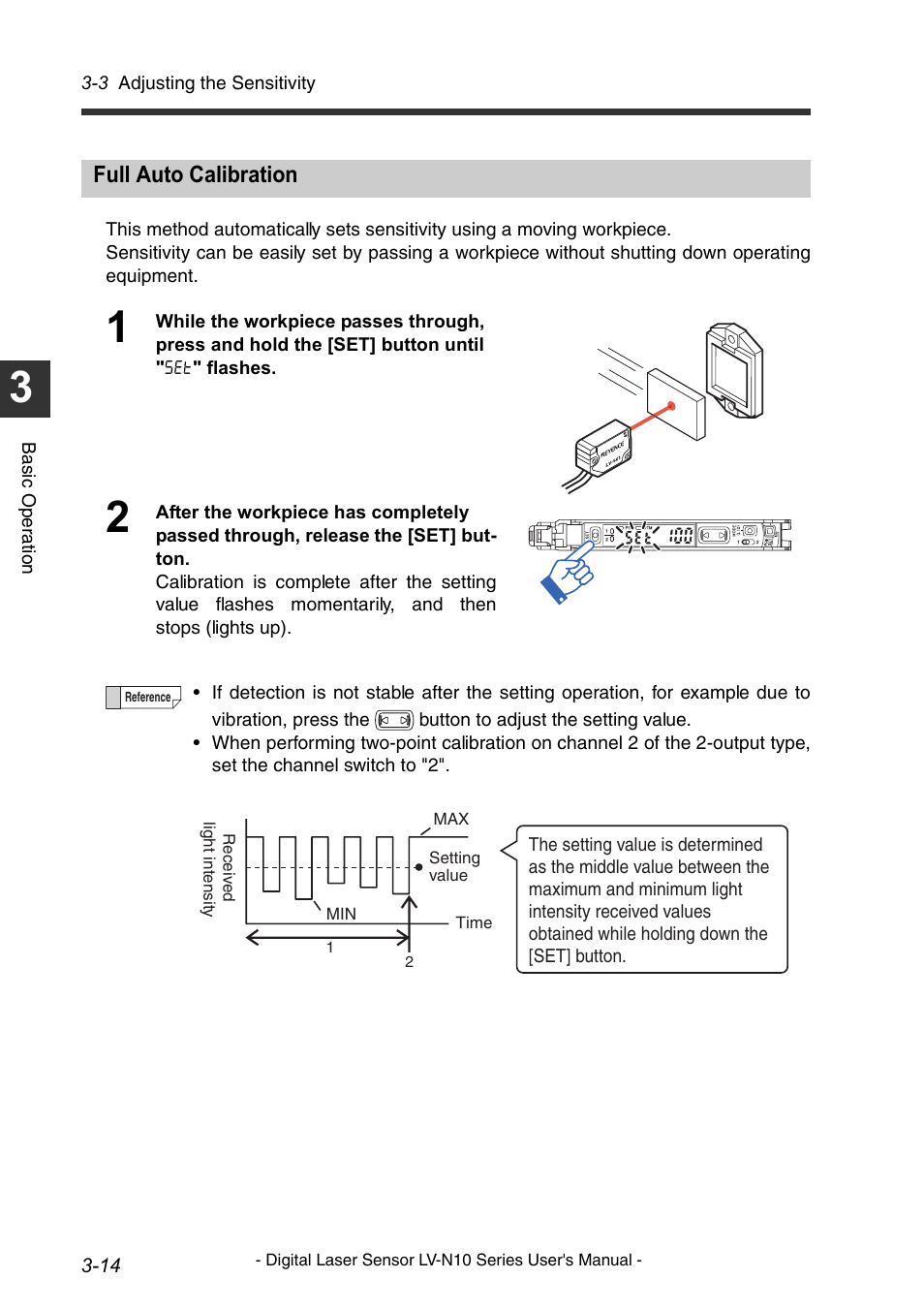 Full auto calibration, Full auto calibration -14 | KEYENCE LV-N10 Series User Manual | Page 38 / 112