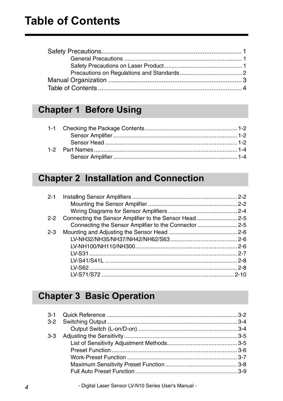 KEYENCE LV-N10 Series User Manual | Page 6 / 112