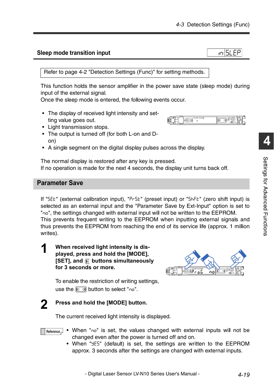 Parameter save, Parameter save -19 | KEYENCE LV-N10 Series User Manual | Page 67 / 112