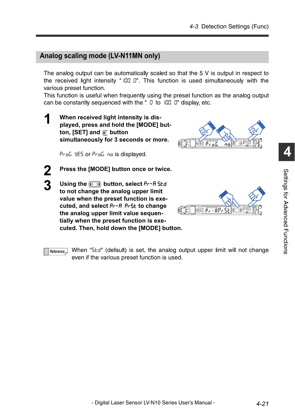 Analog scaling mode (lv-n11mn only), Analog scaling mode (lv-n11mn only) -21 | KEYENCE LV-N10 Series User Manual | Page 69 / 112