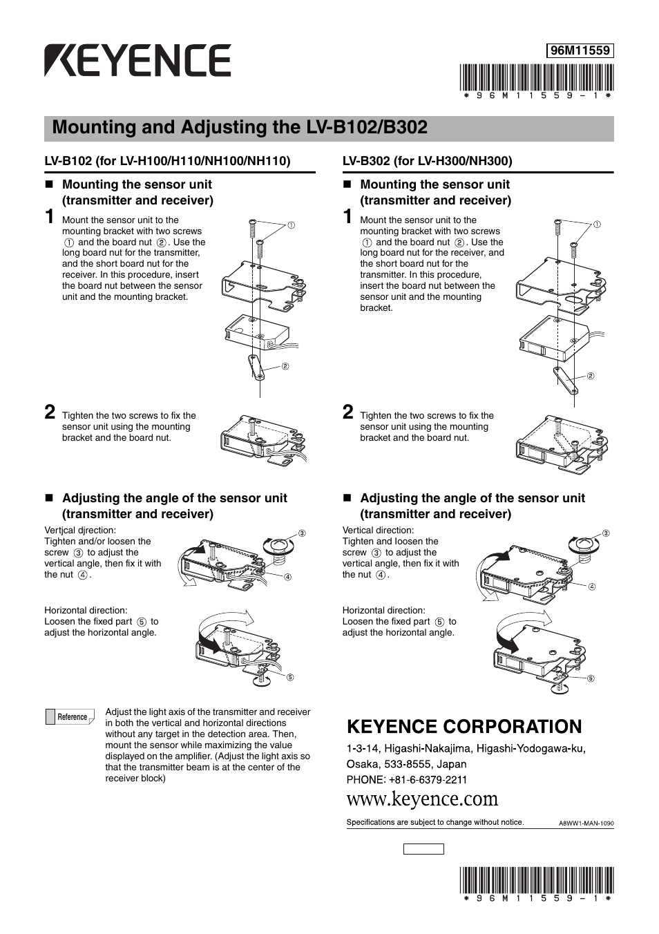 KEYENCE LV-B302 User Manual | 1 page