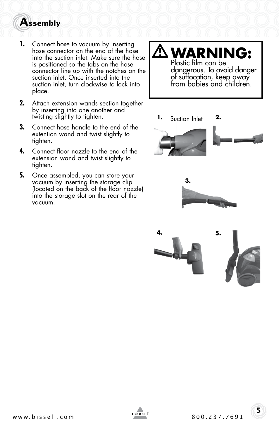 Warning | Bissell ZING 10M2 User Manual | Page 5 / 16