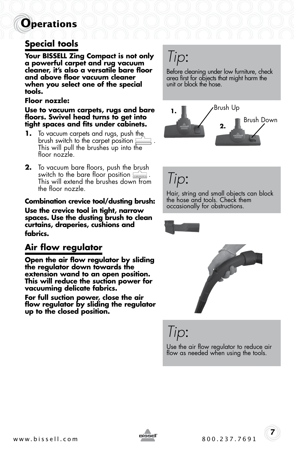 Perations | Bissell ZING 10M2 User Manual | Page 7 / 16