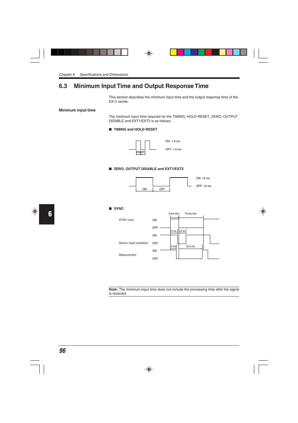 3 minimum input time and output response time | KEYENCE EX-V Series User Manual | Page 106 / 120