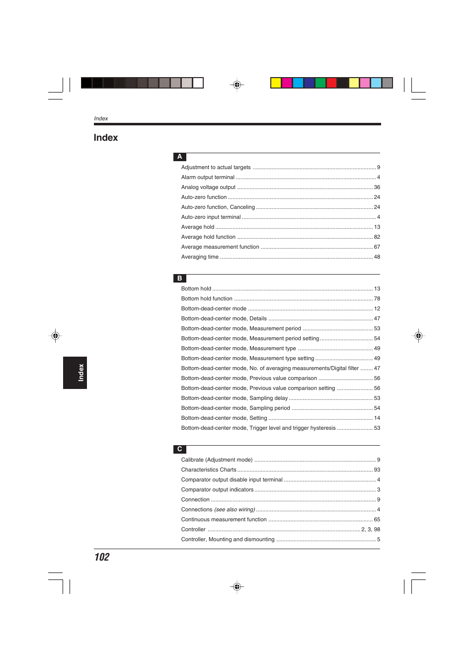 Index | KEYENCE EX-V Series User Manual | Page 112 / 120