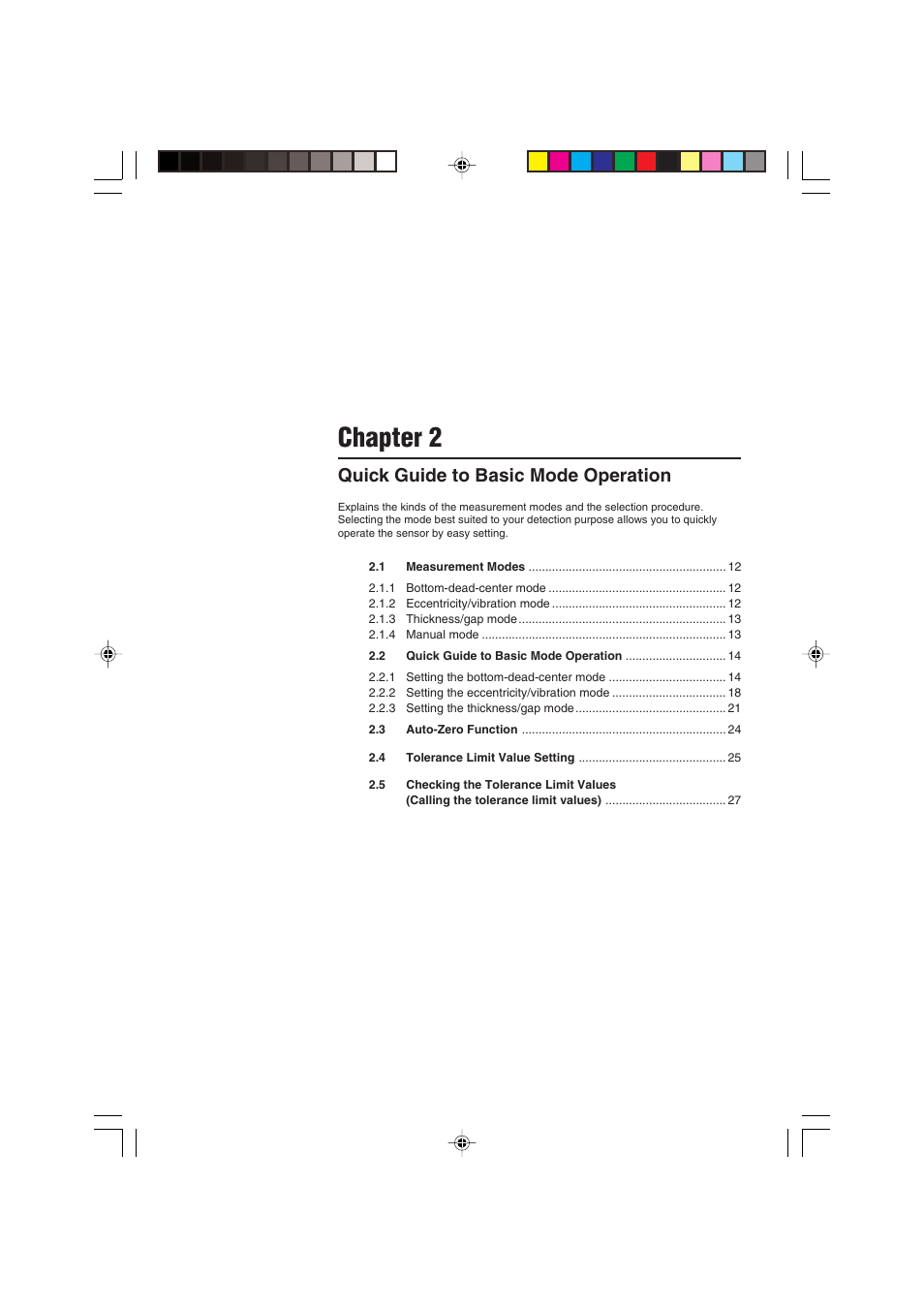 Chapter 2 quick guide to basic mode operation, Chapter 2, Quick guide to basic mode operation | KEYENCE EX-V Series User Manual | Page 21 / 120
