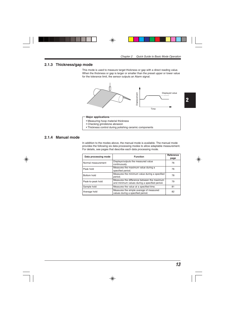 3 thickness/gap mode, 4 manual mode | KEYENCE EX-V Series User Manual | Page 23 / 120