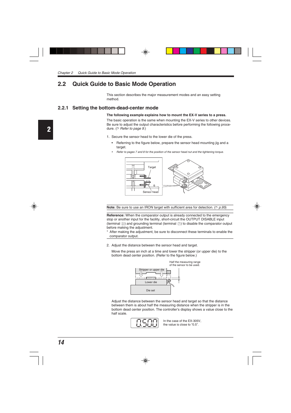 2 quick guide to basic mode operation, 1 setting the bottom-dead-center mode | KEYENCE EX-V Series User Manual | Page 24 / 120